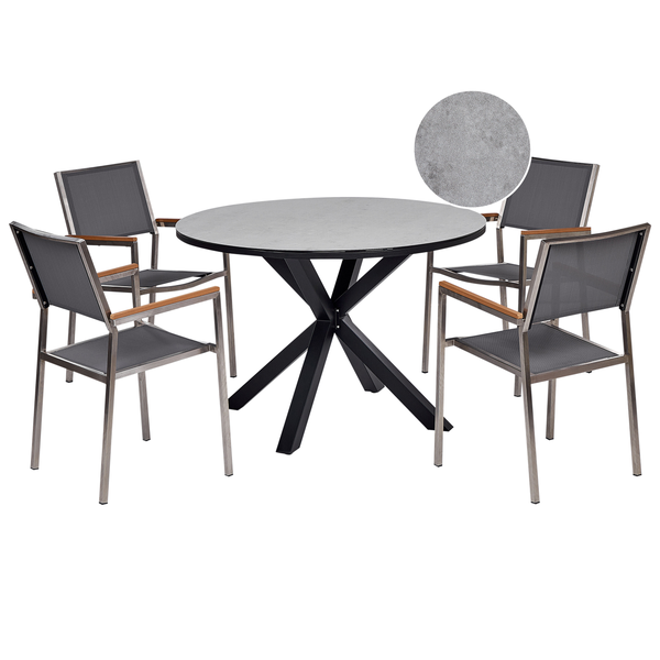 Gartenmöbel Set 4-Sitzer MALETTO/GROSSETO Metall Marmor Optik Grau