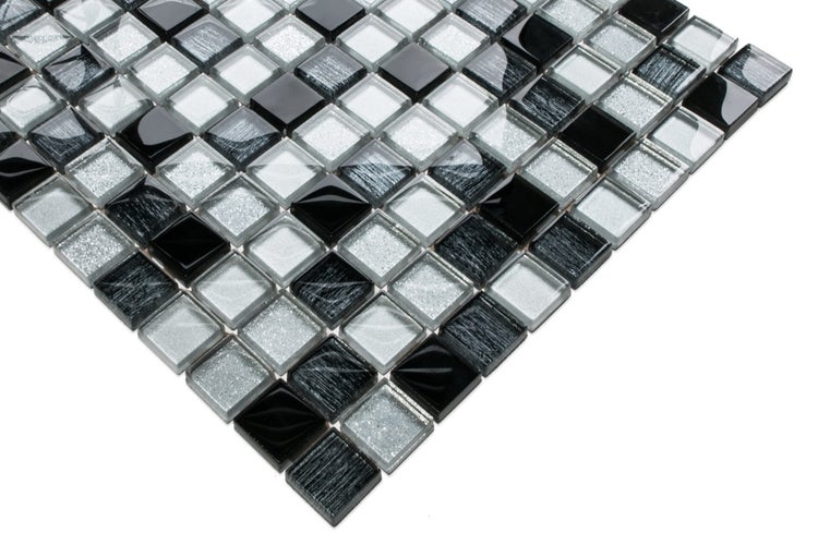 Glasmosaik auf Netz für Bad und Küche 30cm x 30cm  - Black Sabbath