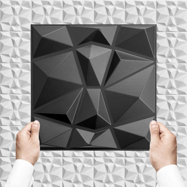 3D Paneele 30x30cm PVC Kunststoffpaneele Wandpaneele Deckenpaneelen Diamant Schwarz 094-1