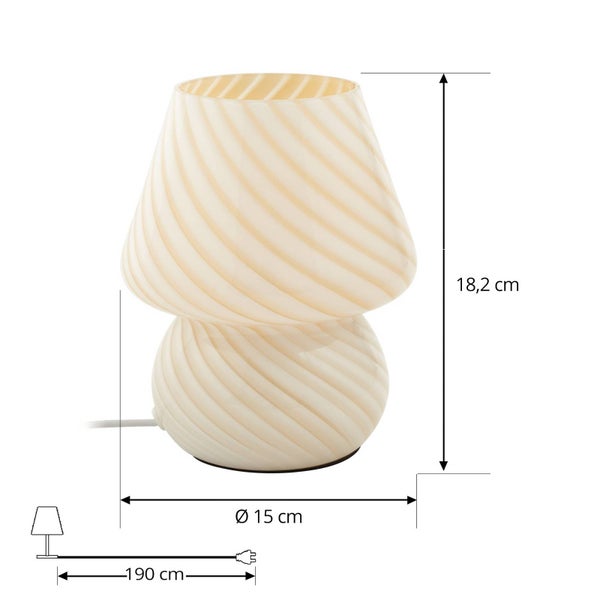 Tischleuchte aus Glas mit Abmessungen