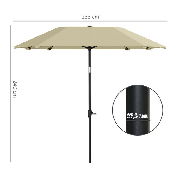 Outsunny Sonnenschirm Ø233 cm, Sonnenschirm mit Knickfunktion, achteckig Balkonschirm Strandschirm windfest stabil Marktschirm Kurbelschirm Sonnenschutz für Strand Balkon Terrasse Garten, Beige