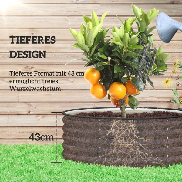 Outsunny Hochbeet aus Stahl, Pflanzbeet Frühbeet Gartenbeet stapelbar Blumenkasten steckbar Pflanzkasten 120x120x43cm Gemüsebeet für Garten Balkon Terrasse, Pflanzkübel für Blumen, Pflanzen