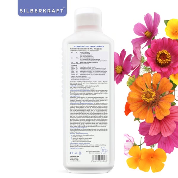 SILBERKRAFT Blumendünger – Mineralischer Flüssigdünger NPK – 1 Liter