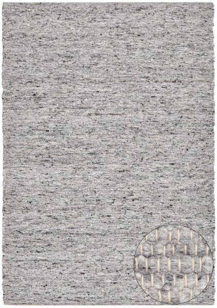 Grauer Teppich mit gewebter Textur und Nahaufnahme des Webmusters