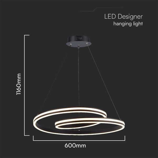LED-Designer-Hängeleuchte, 1160 mm hoch und 600 mm breit