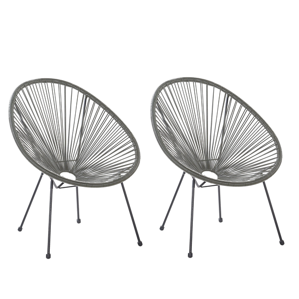 Gartenstuhl 2er Set ACAPULCO II Polyrattan Dunkelgrau