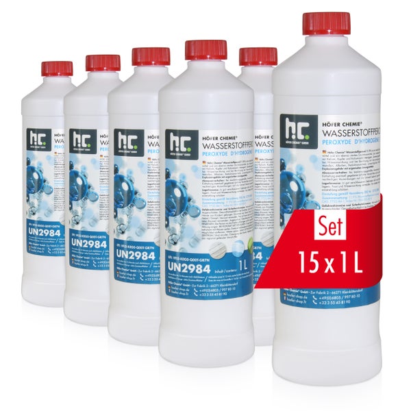 Set mit 15 Flaschen Wasserstoffperoxid, je 1 Liter