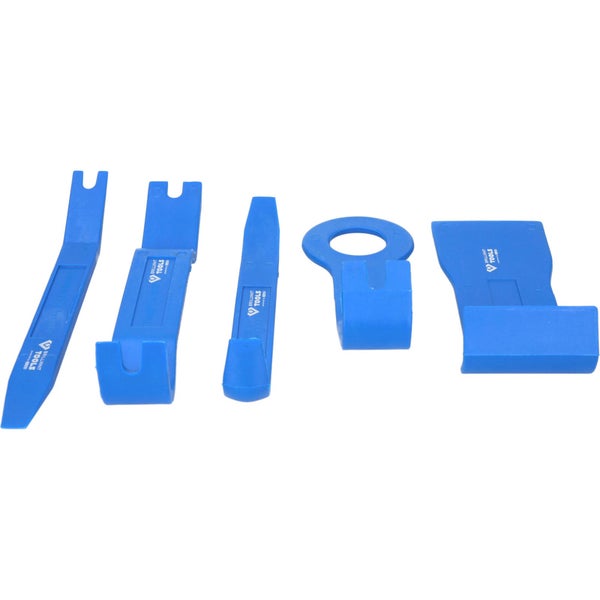Set mit fünf blauen Werkzeugen zur Polsterentfernung