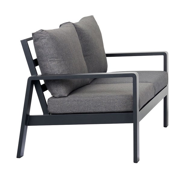 Lis Garten-Sofa 2 Pers. mit Kissen schwarz, grau. 135 X 81 X 79 cm