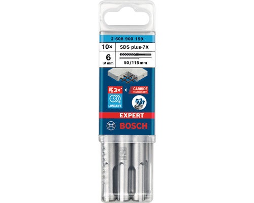 Bosch Expert SDS plus-7X Bohrer Set, 10 Stück, Durchmesser 6 Millimeter