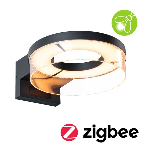 LED Außenwandleuchte Smart Home Zigbee 3.0 Capera Dämmerungsgesteuerter Bewegungsmelder (IR) insektenfreundlich IP44 231 mm Tunable Warm 12,5W 800lm 230V Anthrazit Aluminium