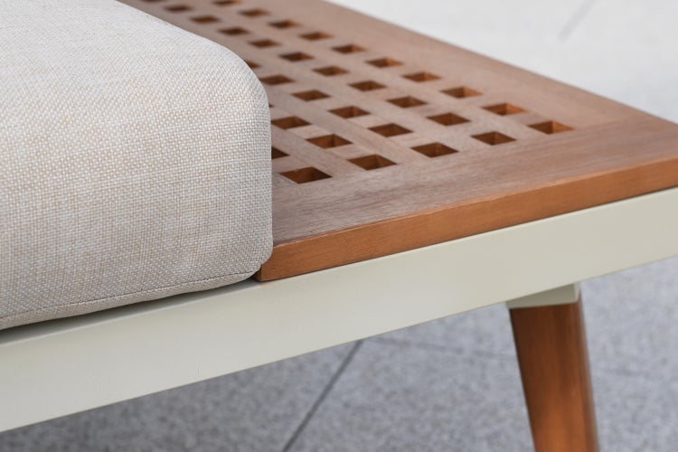 Delphi Gartenlounge Set, Eckbank mit seitlichen Ablageflächen, inkl. Sitz- und Rückenkissen, Tisch 63 x 63 cm