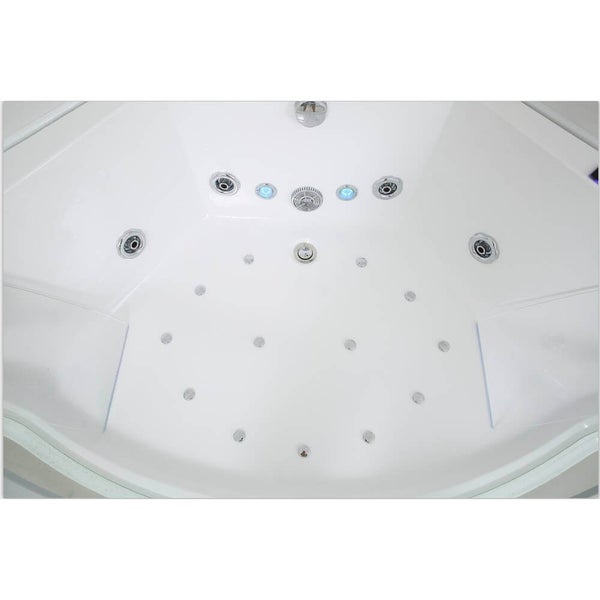 Eckbadewanne mit Whirlpoolfunktion und integrierten Massagedüsen aus Acryl