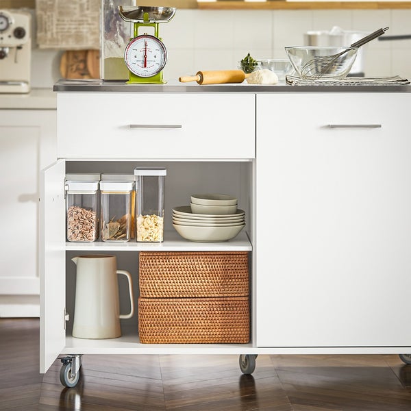 Küchenwagen mit Schublade, Schrankfach, diversen Vorratsbehältern und Küchenutensilien