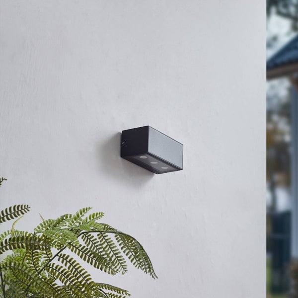 Lucande LED Wandleuchte außen Selim (Modern) in Schwarz aus Aluminium (1 flammig, ) - Außenwandleuchten Wandlampe Led Außenlampe Outdoor für Außenwand/Hauswand Haus Terrasse &