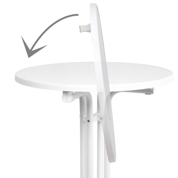 Runder Klapptisch für den Garten mit Pfeil