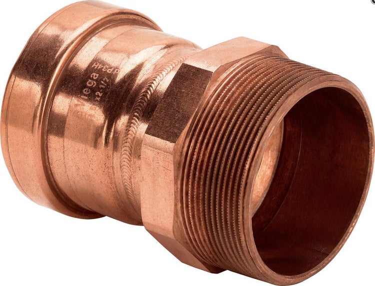 Viega Profipress Übergangsstück aus Kupfer mit Pressanschluss und Außengewinde.