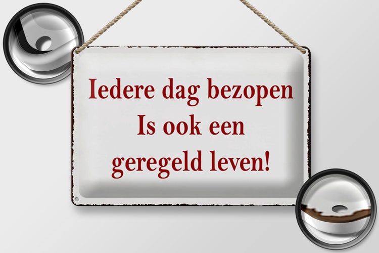 Blechschild Spruch 30x20cm ledere dag bezopen is ook een geregeld leven