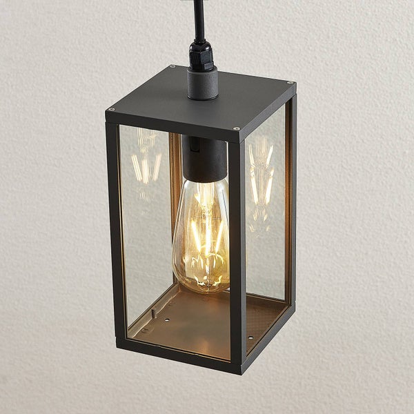 Lindby Außenleuchte Filimon (spritzwassergeschützt (Modern) in Schwarz aus Aluminium (1 flammig, E27) - Pendelleuchte außen