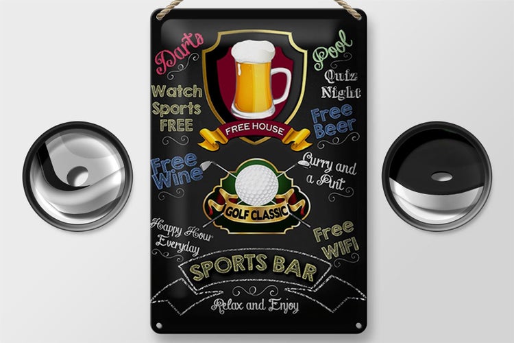 Blechschild Spruch 20x30cm sports bar Golf relax and enjoy