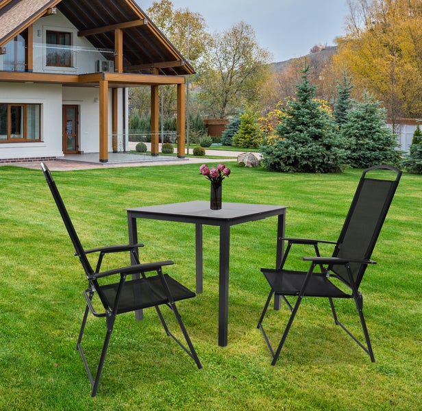 3-tlg Sitzgruppe Gartenmöbel Tisch Stühle Set 80S