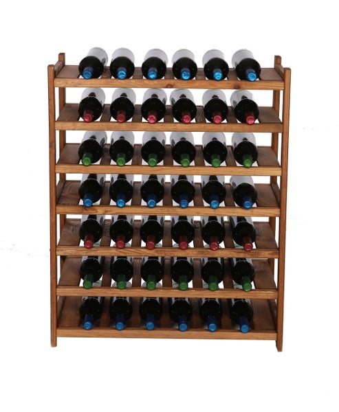 PROREGAL Weinregal SPREEWALD HxBxT 86x70x33cm 42 Flaschen auf 7 Ebenen Massives Kiefernholz Braun geölt