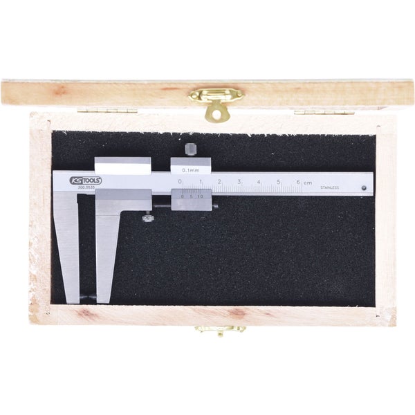 Messschieber aus Edelstahl mit Holzbox