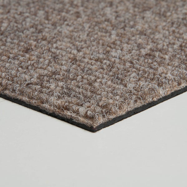 Beige Teppichfliesen Nadelvlies gerippt Selbstliegende Teppichfliesen 50 x 50 cm robust Nadelfilz Bodenbelag
