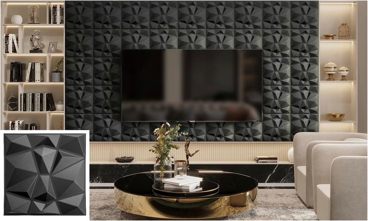 3D Paneele 30x30cm PVC Kunststoffpaneele Wandpaneele Deckenpaneelen Diamant Schwarz 094-1