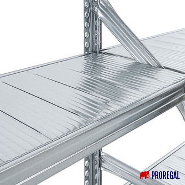 PROREGAL Fachbodenregal Stecksystem Proximo Grundregal HxBxT 200 x 150 x 50 cm 5 Ebenen Fachlast 130 kg Beidseitig Nutzbar Verzinkt