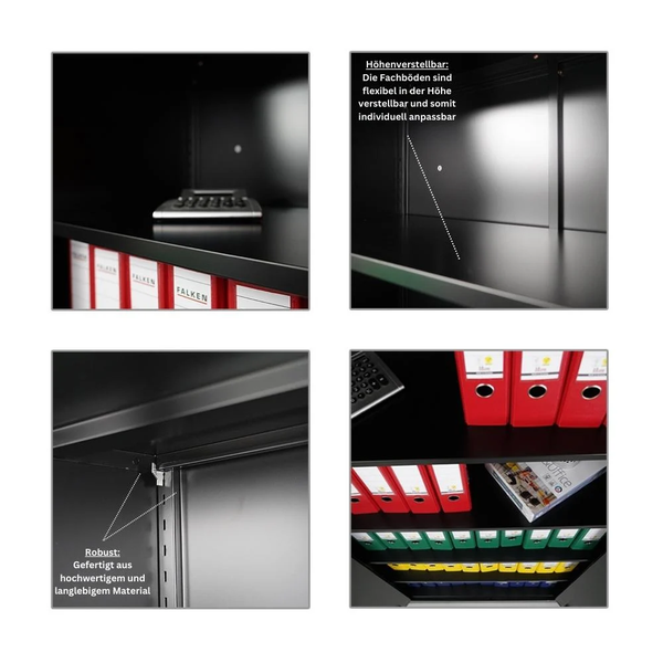 PROREGAL Mega Deal 5x Flügeltürenschrank ELEPHANT HxBxT 185 x 90 x 40 cm 4 Fachböden Schwarz
