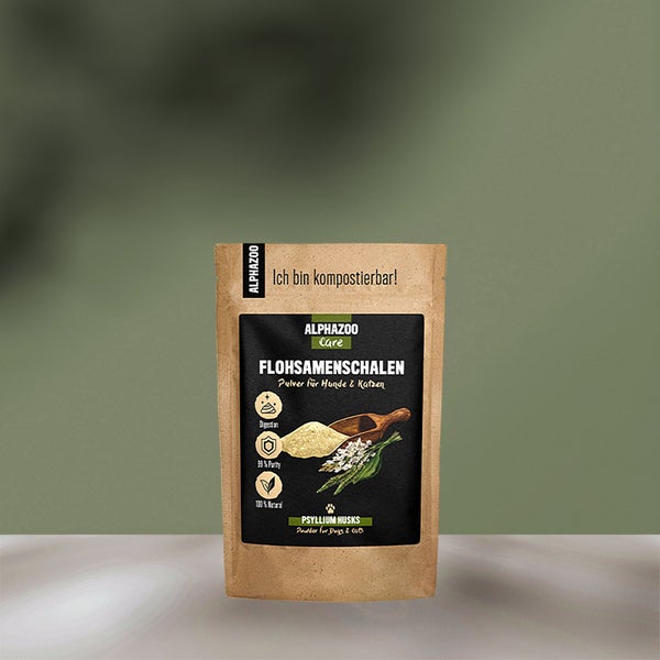 ALPHAZOO Flohsamenschalen gemahlen 250g für Hunde und Katzen I Indische Psyllium Husks