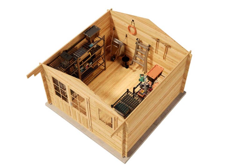 Alpholz Gartenhaus Holz und Gerätehaus Roger-34 Imprägniert aus Holz Gartenhaus mit 34 mm Wandstärke Gartenhütte Geräteschuppen Satteldach