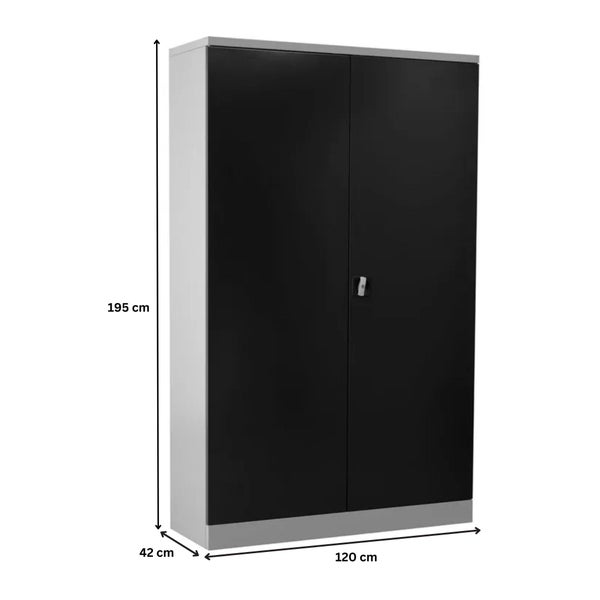 PROREGAL Stahlschrank Bee 8 Fachböden HxBxT 195 x 120 x 42 cm Verzinktes Fachbodenmaterial Grau & Anthrazit