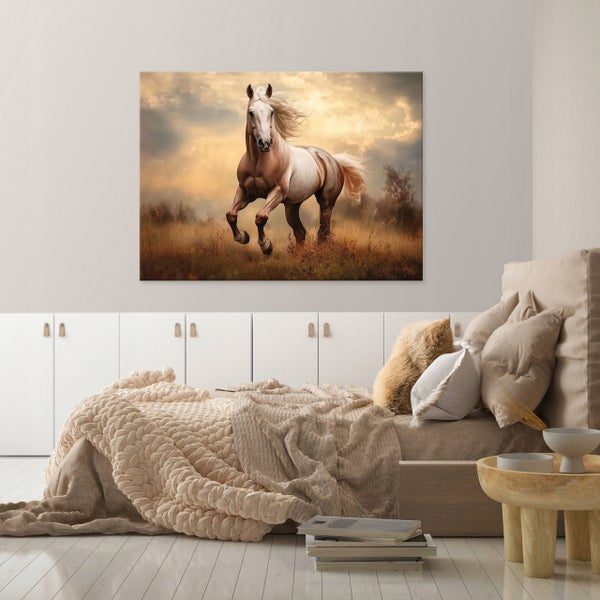 Leinwandbild Pferde Tiere Bilder Wohnzimmer Schlafzimmer 100x70 cm