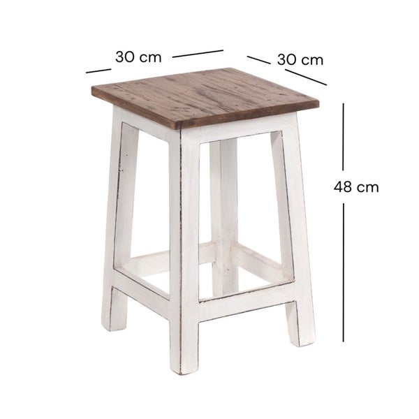 Hocker MADERO<br /> Recyclingholz 06 weiß-landhaus