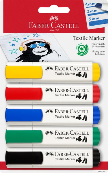 Faber-Castell Textilmarker Basisfarben 5er Set