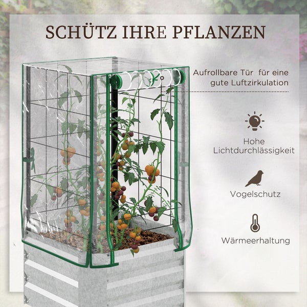 Outsunny Hochbeet, 53L x 53B x 90H cm, Verzinkter Stahl, mehrfarbig