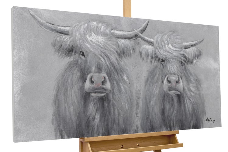 Handgemaltes Gemälde Acrylfarbe 120x60cm Schwarz-Weiß