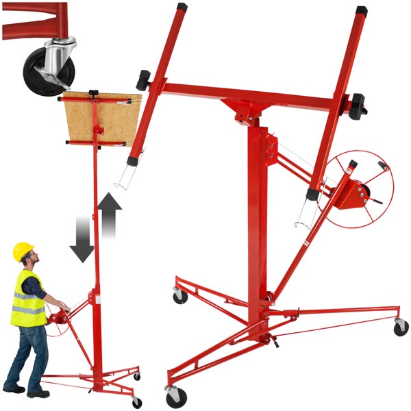 Gipskartonplattenheber mit Bauarbeiter zur Montage von Gipskartonplatten