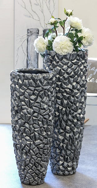 Übertopf XXL GILDE Übertöpfe Höhe 90cm grau Fiberglas, Kunstharz