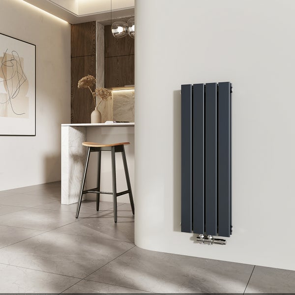 EMKE Heizkörper Flach Heizkörper Design Paneelheizkörper Horizontal, Doppellagig, 900x 300 mm, 446W Anthrazit