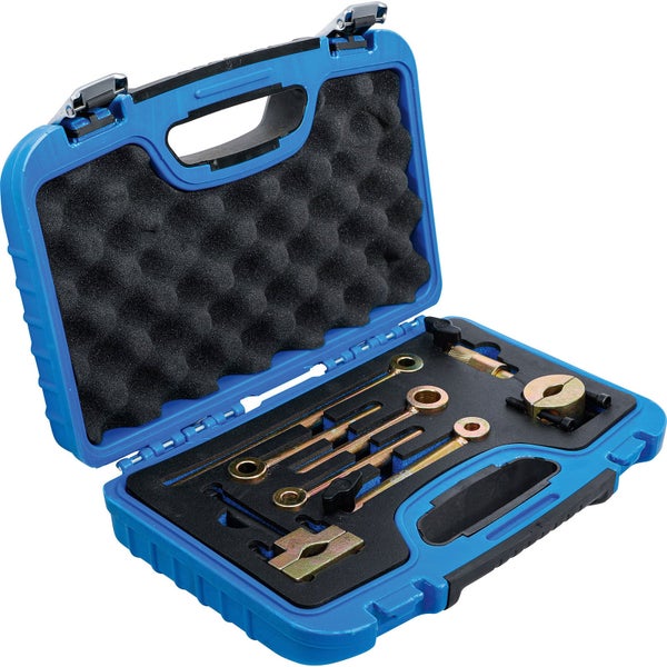 Werkzeugsatz für Motoren in blauem Tragekoffer