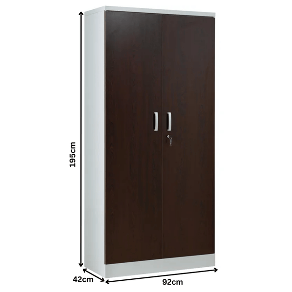 PROREGAL Aktenschrank Beetle 4 Fachböden HxBxT 195 x 92 x 42 cm Weiß & Wenge