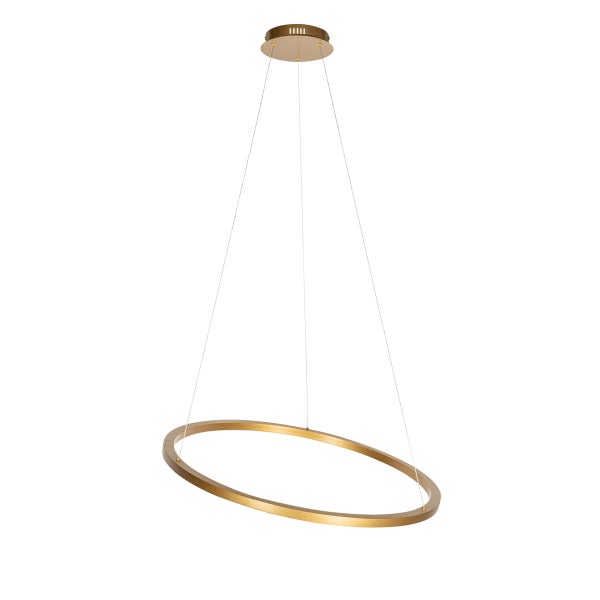 Ringförmige Pendelleuchte an dünnen Seilen