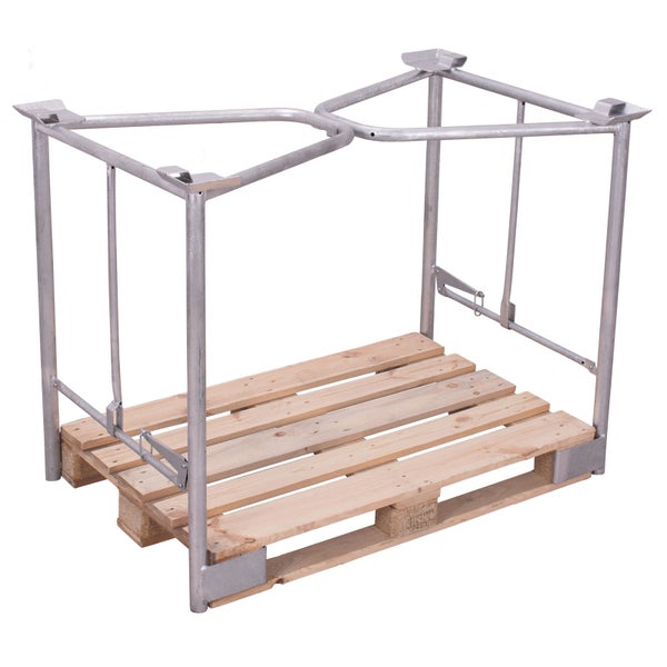 VARIOfit Palettenaufsatz Typ 65k mit Klemmvorrichtung aus verzinktem Stahl 1200x800mm Maße, 1600mm Höhe