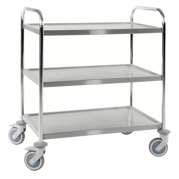 Servierwagen mit drei Ablageflächen und Rollen