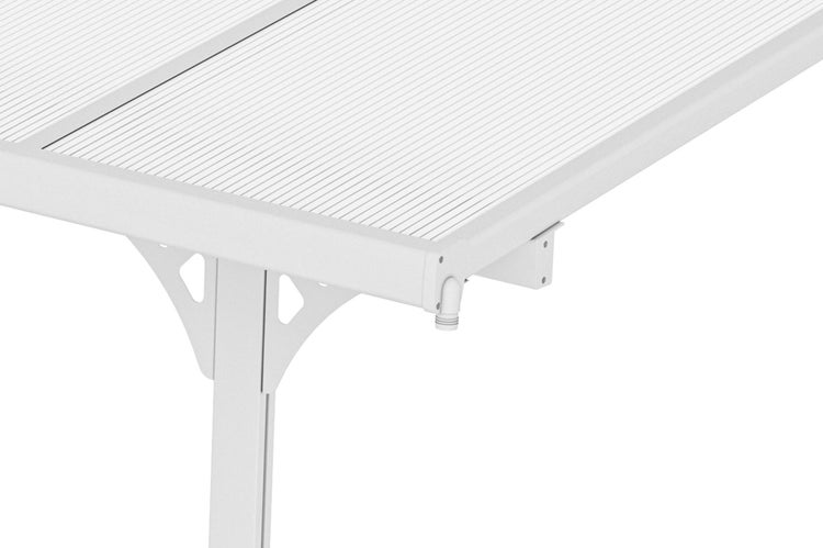 Terrassenüberdachung garten alu Weiß KLEO - Höhe verstellbar 556x300x225/270 cm - mit Polycarbonat Dach Weiß halbtransparent 6mm Auch Pergola/Carport