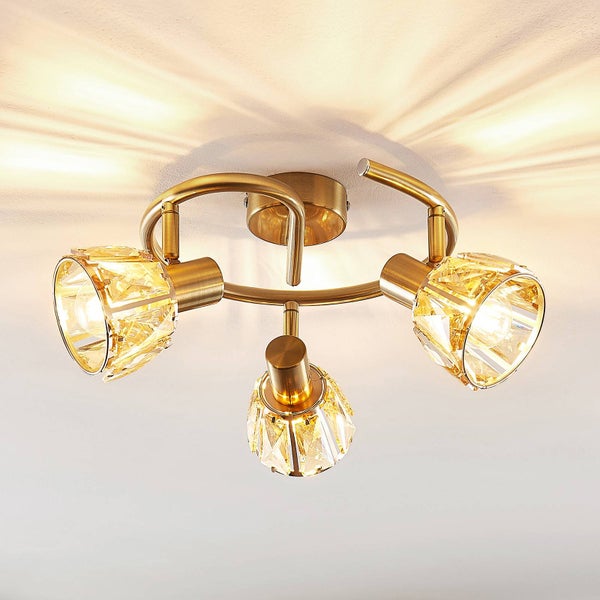 Lindby Deckenlampe Kosta (Modern) in Gold / Messing aus Metall (3 flammig, E14) - Deckenleuchte Lampe Wohnzimmerleuchte