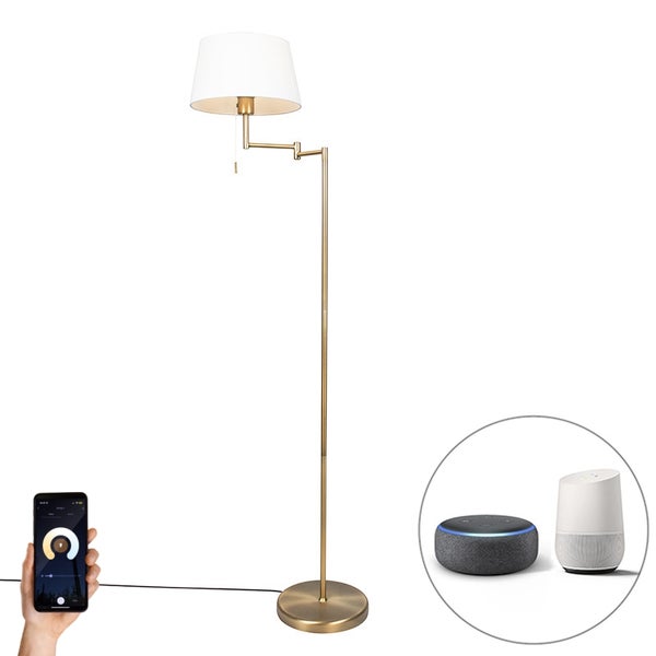 Smarte klassische Stehleuchte Bronze mit Weiß inkl. WiFi A60 - Ladas Fix